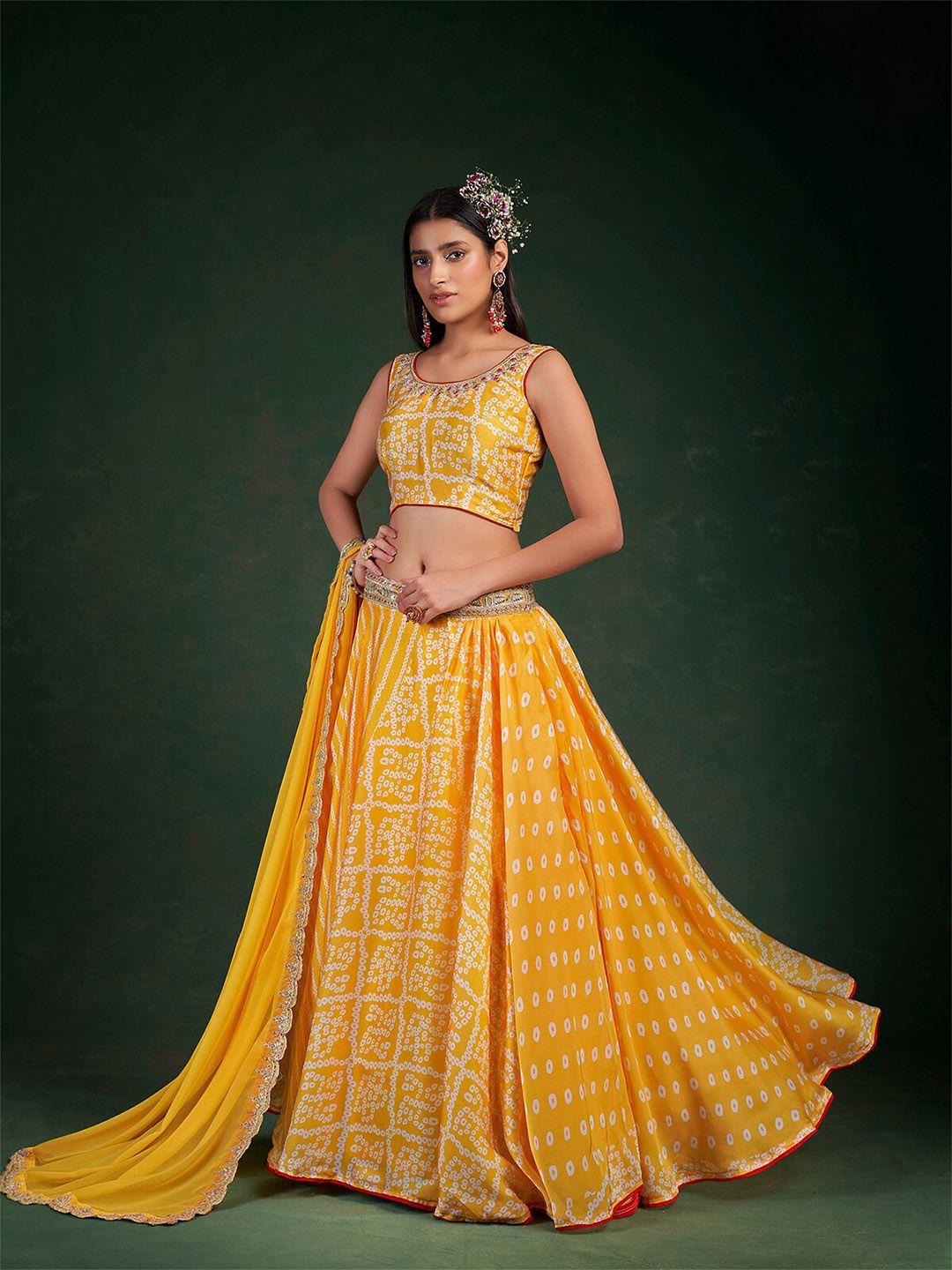 odette  printed semi-stitched lehenga & unstitched blouse with dupatta