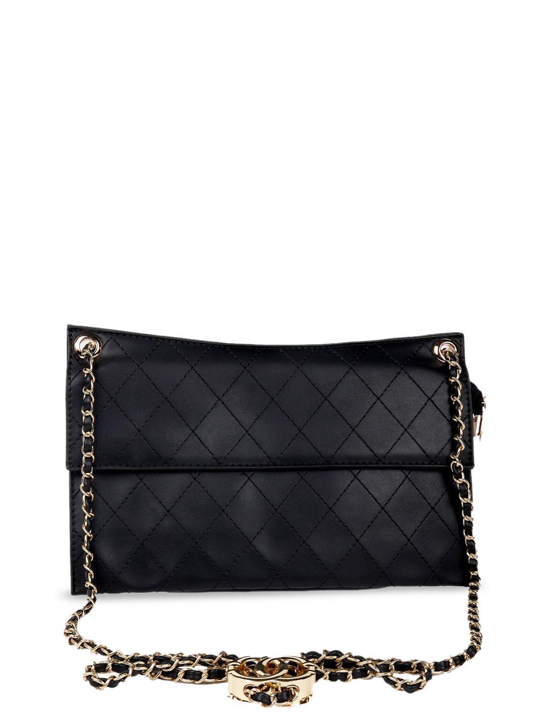 odette black checked structured sling bag