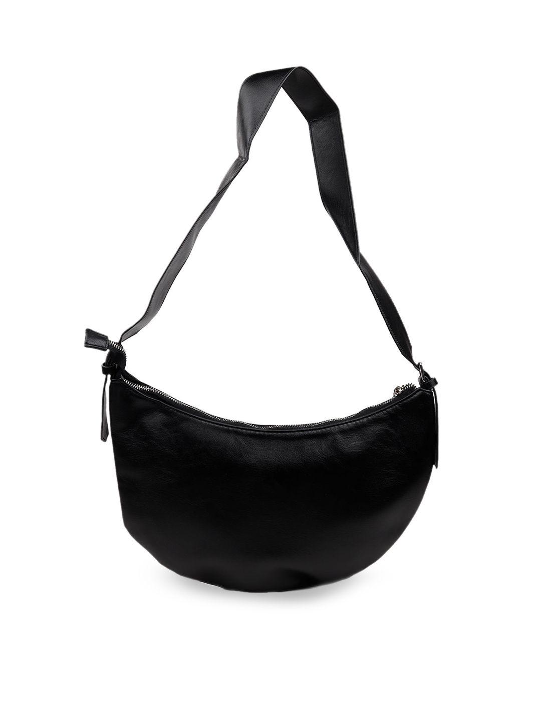 odette black half moon hobo bag with tasselled