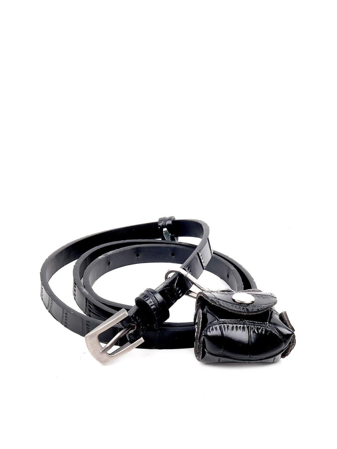 odette black leather miniature belt bag