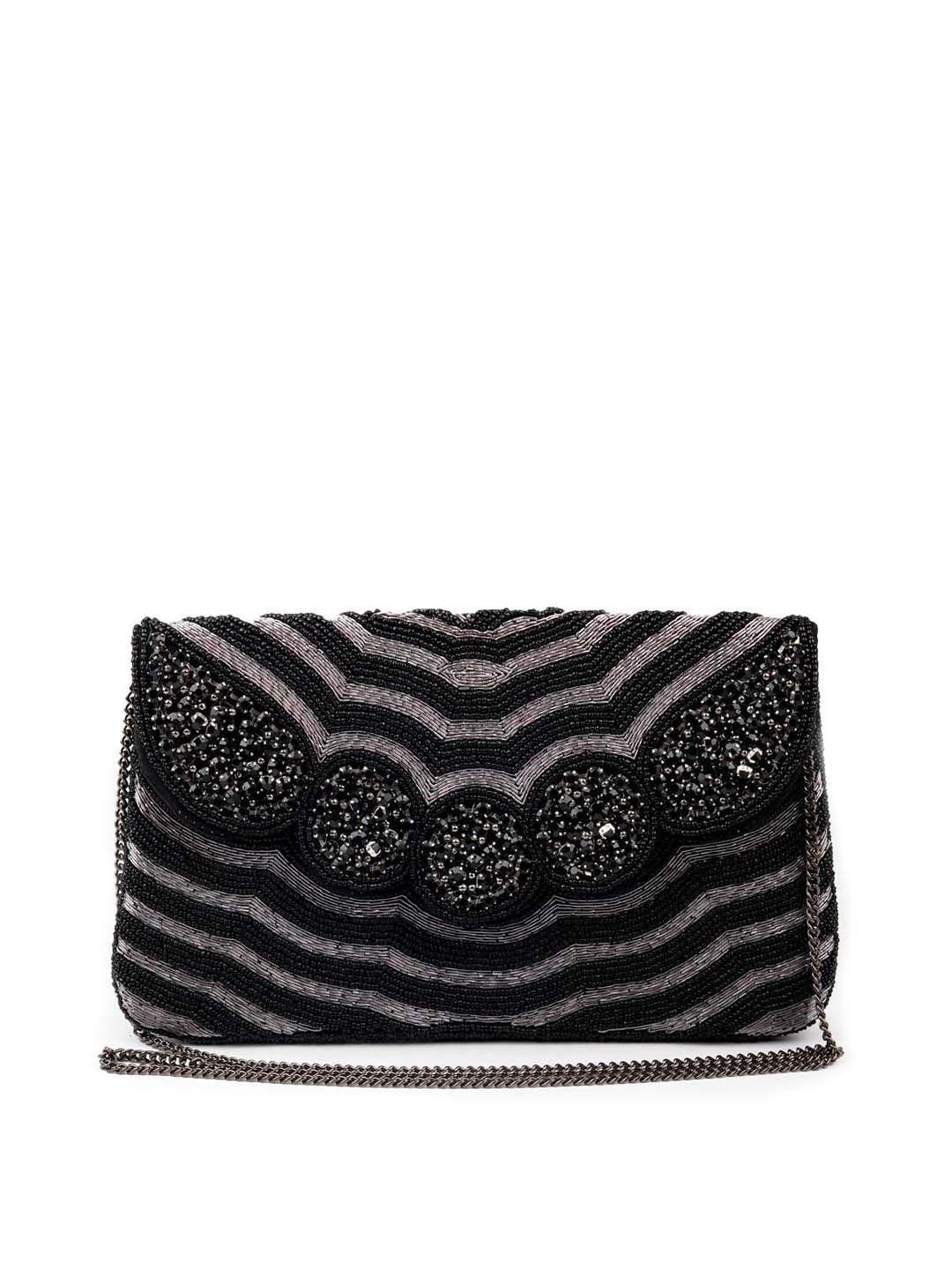 odette black printed structured shoulder bag