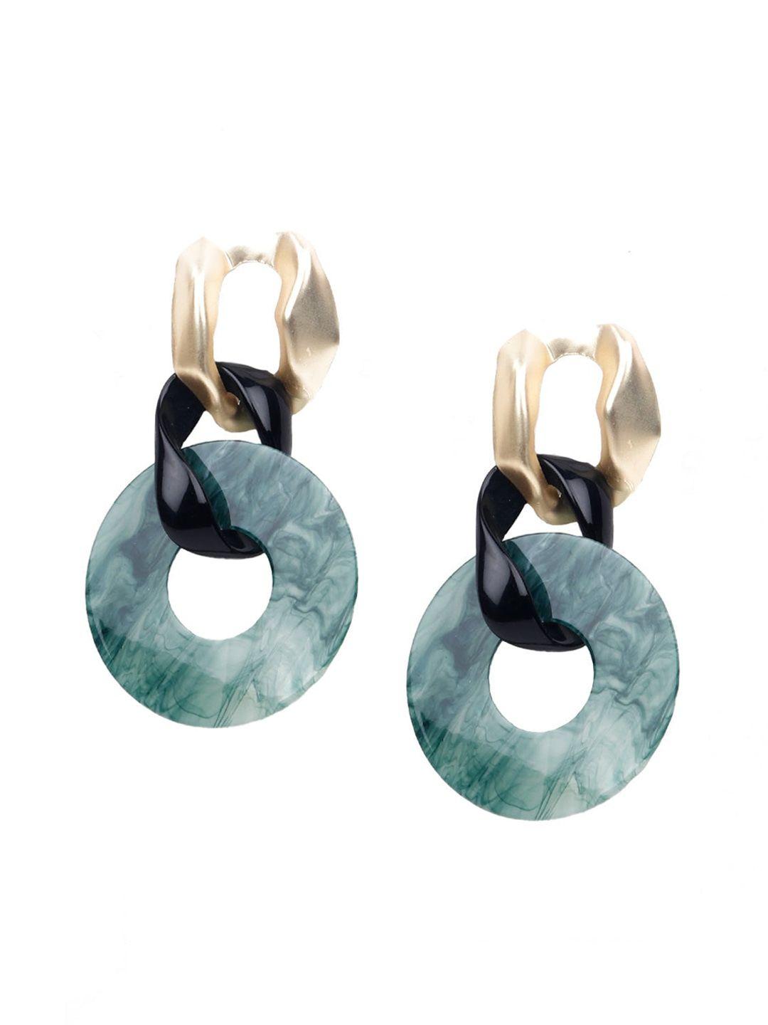 odette blue & black circular drop earrings