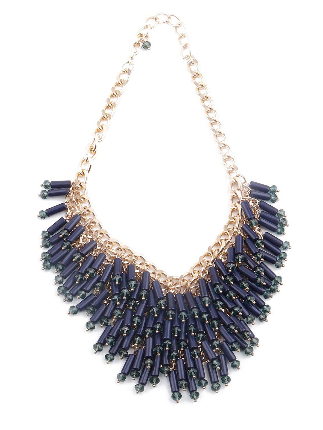 odette blue & gold-toned statement necklace