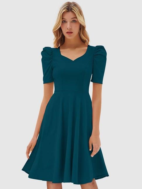 odette blue a-line dress