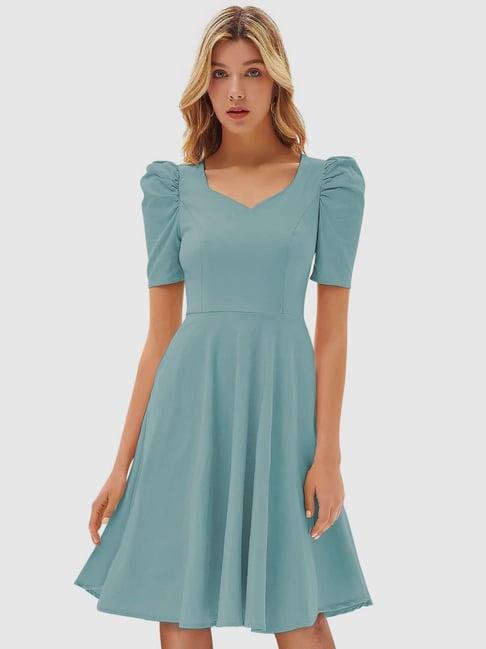 odette blue a-line dress