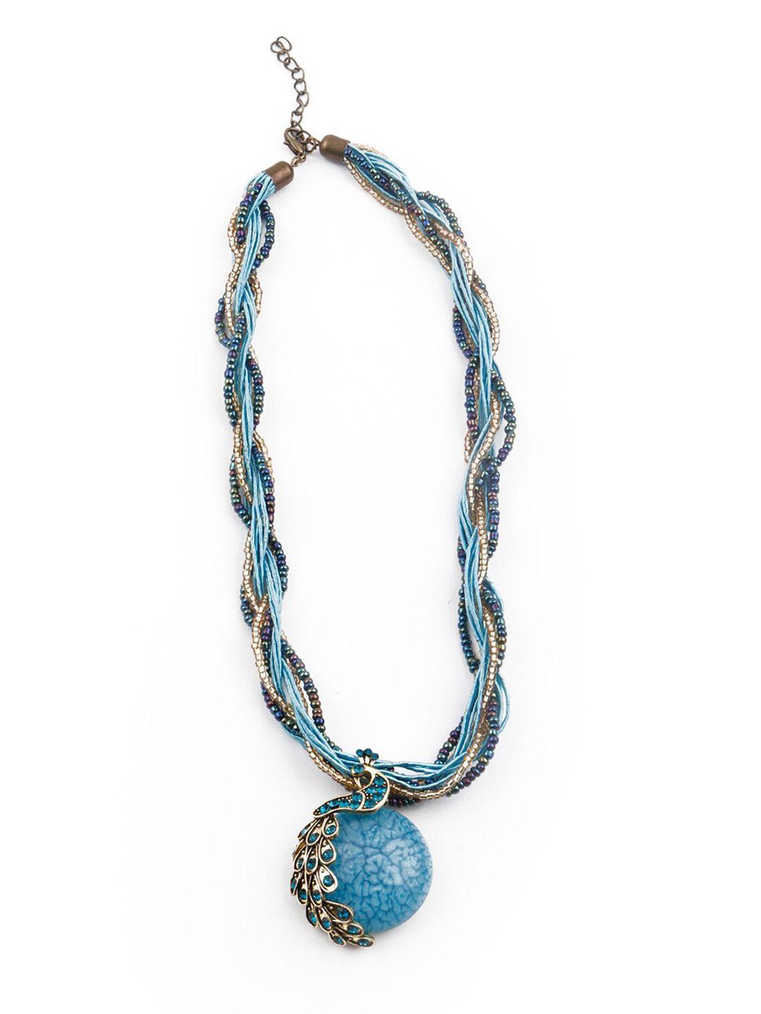 odette blue beaded metal statement necklace