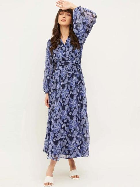 odette blue floral print maxi dress