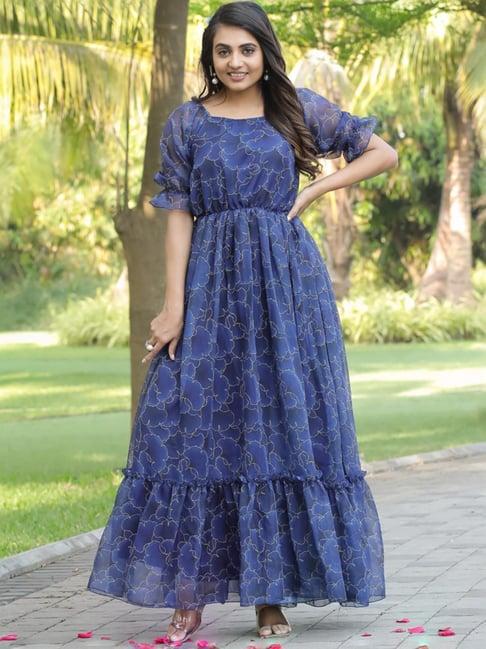 odette blue floral print maxi dress