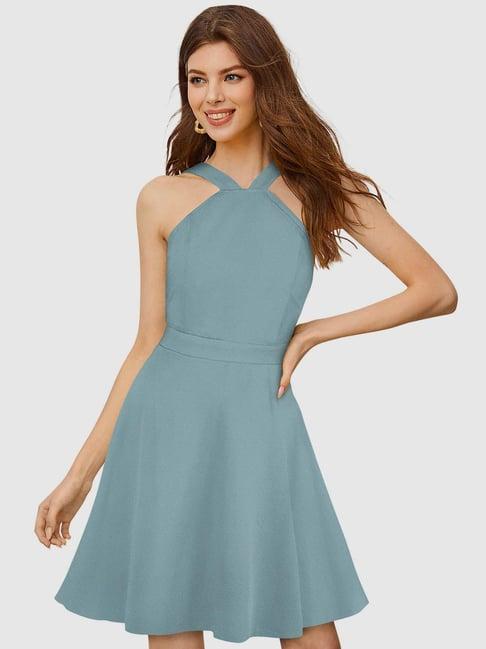 odette blue skater dress