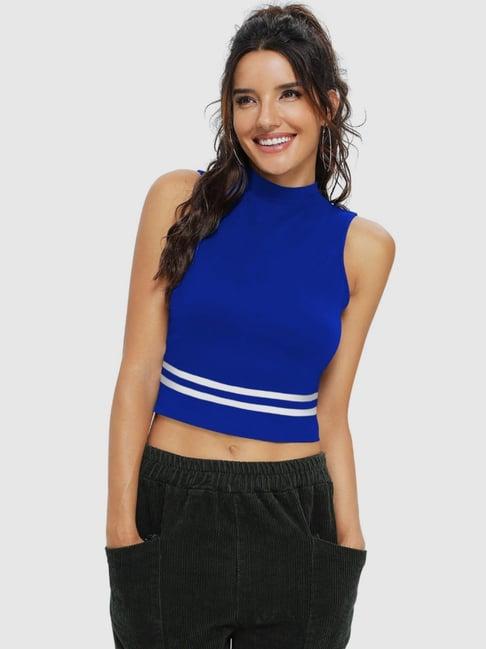 odette blue striped crop top