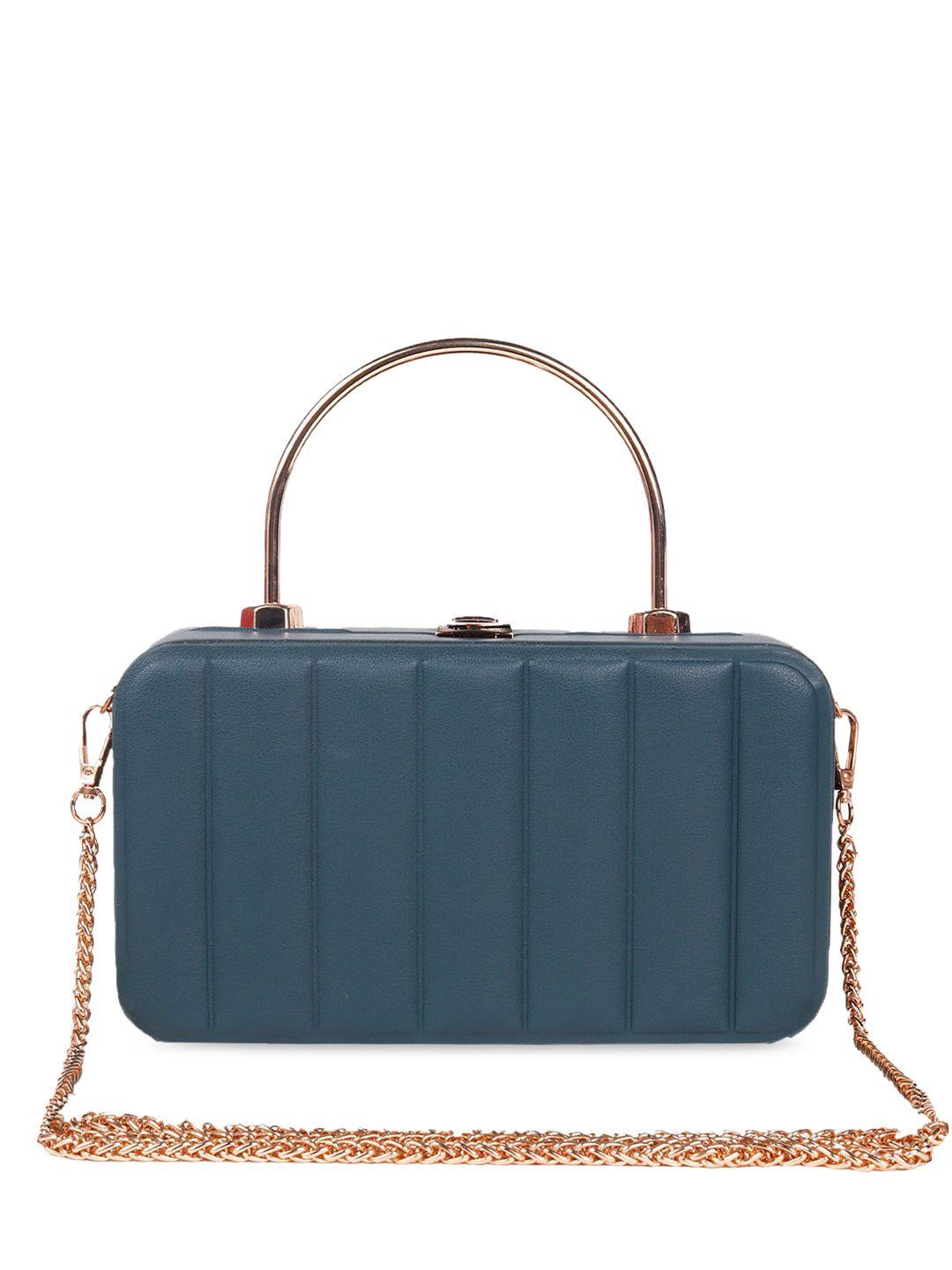 odette blue structured handheld bag with tasselled