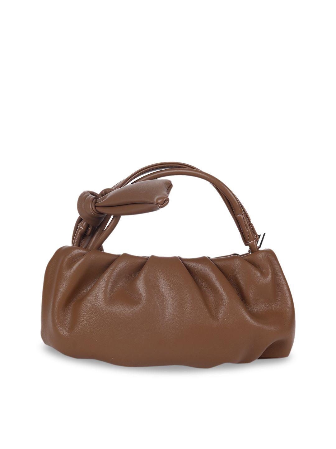 odette brown leather structured handheld bag