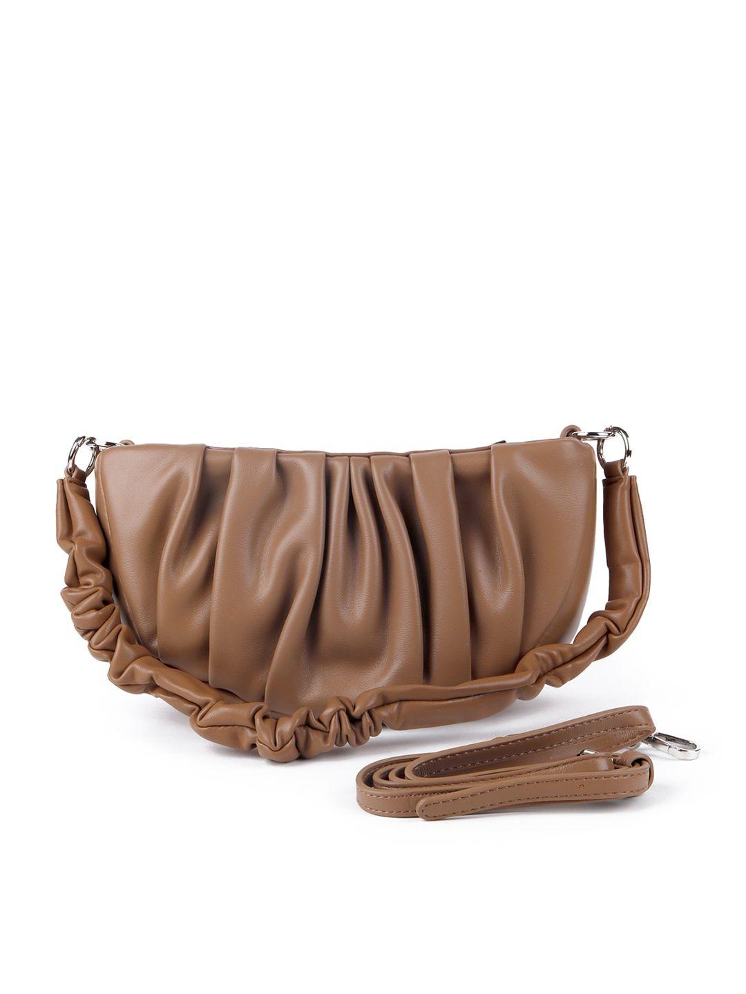 odette brown leather structured sling bag