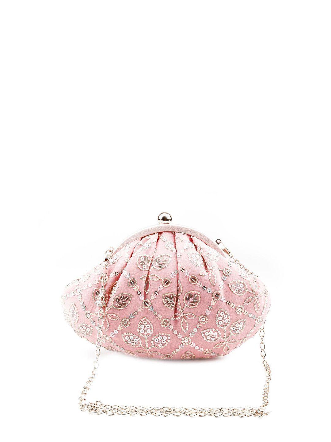 odette embellished half moon clutch with wrist loop