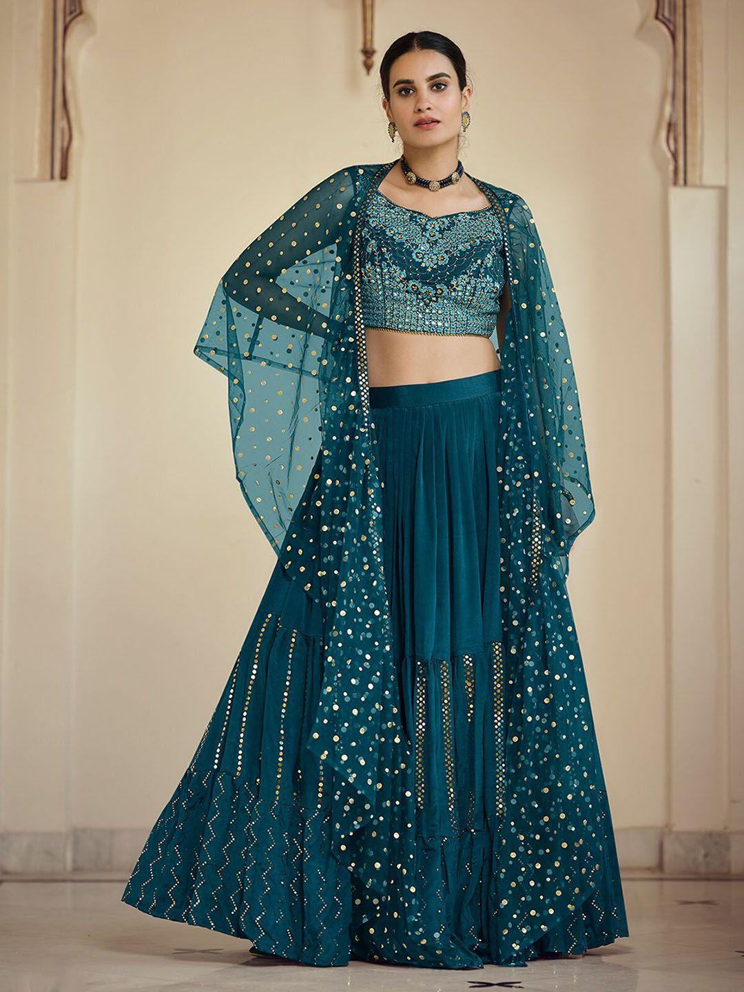 odette embellished semi-stitched lehenga & unstitched blouse with dupatta