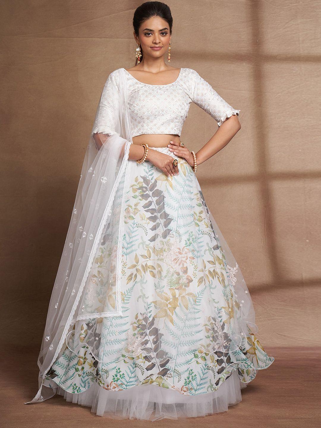 odette embellished semi-stitched lehenga & unstitched blouse with dupatta