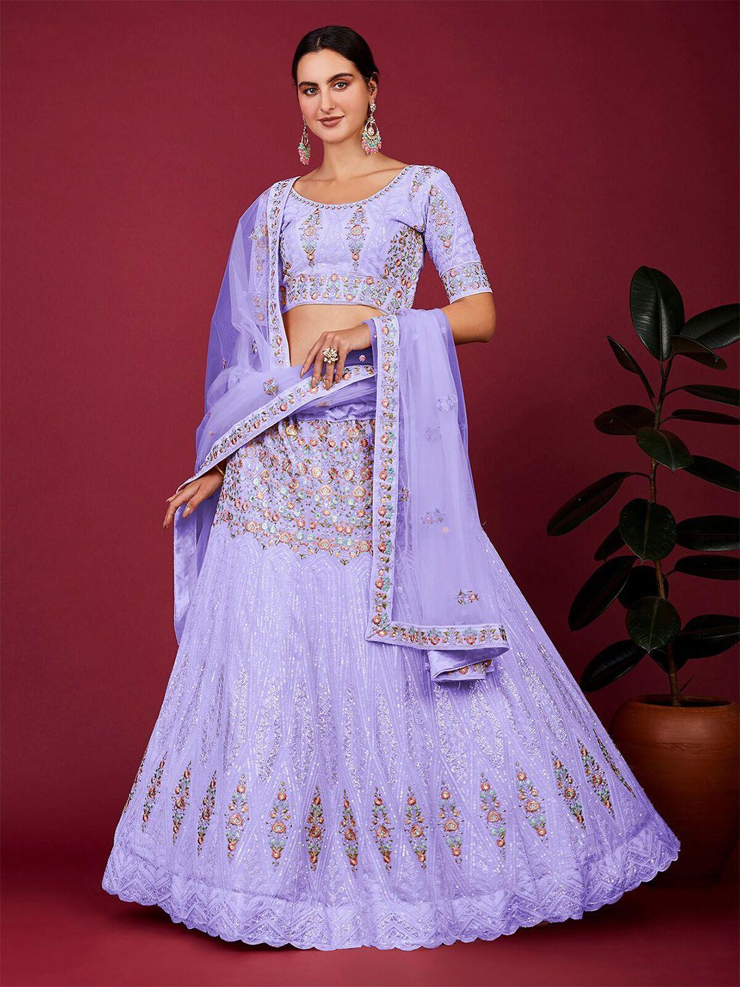 odette embellished semi-stitched lehenga & unstitched blouse with dupatta