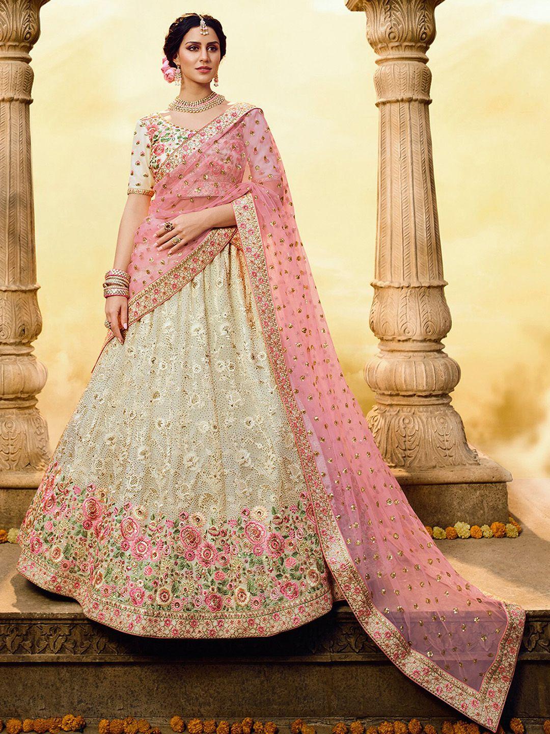 odette embellished sequinned semi-stitched lehenga & unstitched blouse with dupatta