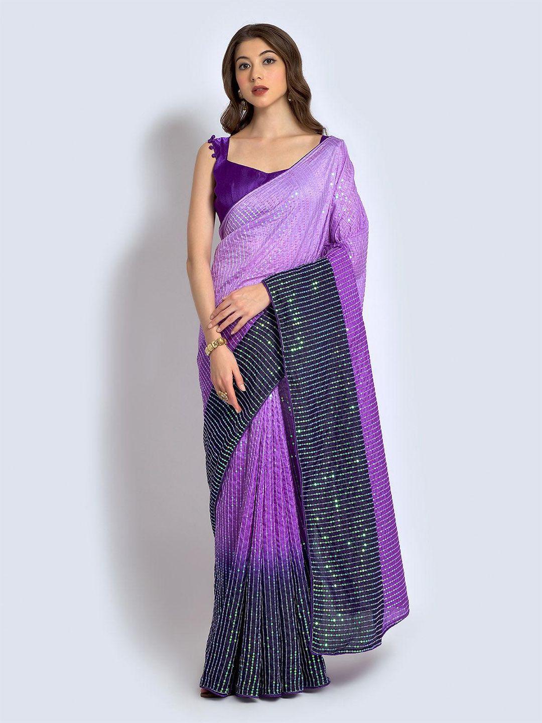 odette embellished sequinned silk blend saree