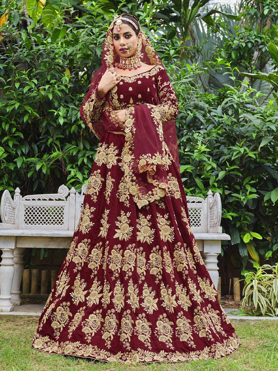 odette embroidered semi-stitched lehenga & unstitched blouse with dupatta