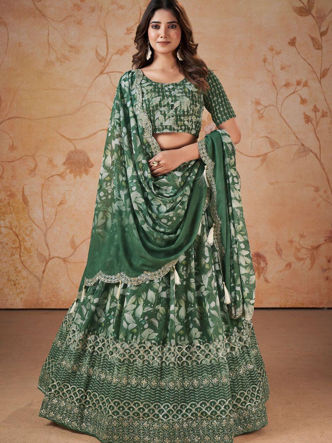 odette embroidered sequinned semi-stitched lehenga & blouse with dupatta