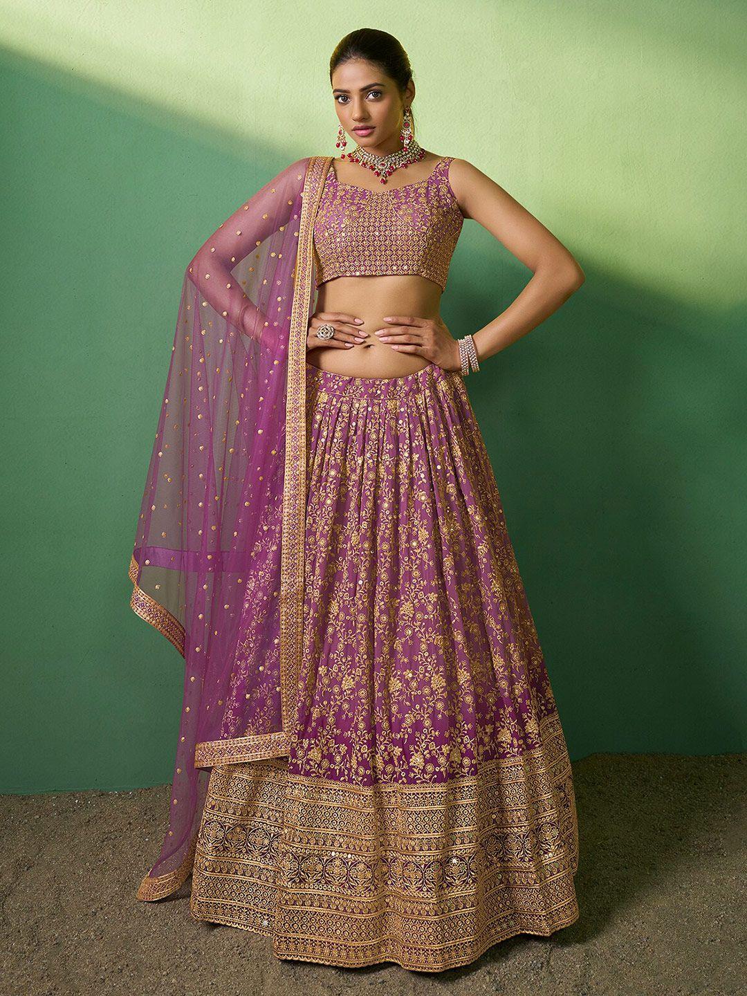 odette embroidered shoulder straps semi-stitched lehenga & unstitched blouse with dupatta