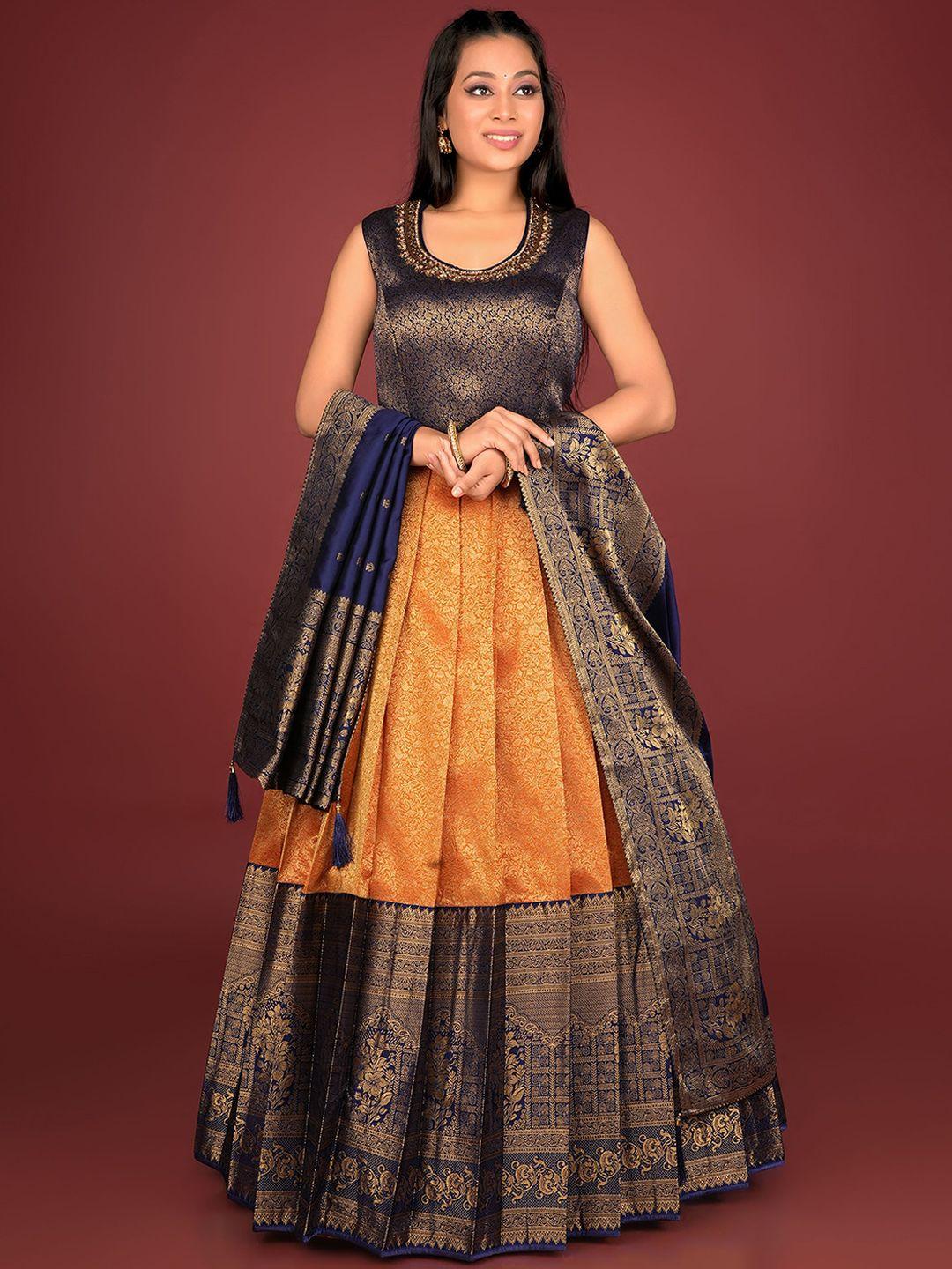 odette ethnic motifs woven design embellished banarasi silk ethnic dress with dupatta