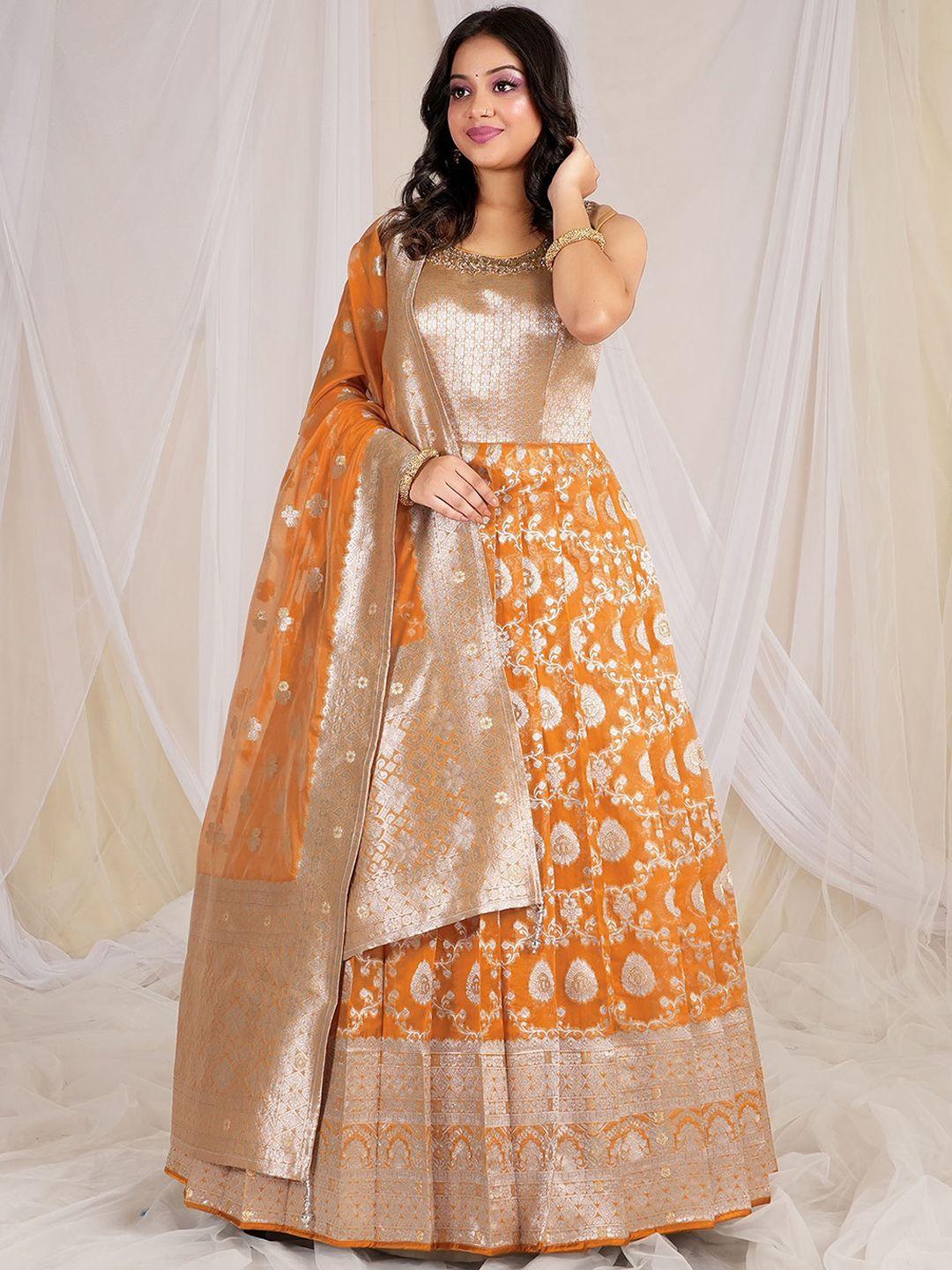odette ethnic motifs woven design sleeveless silk embellished maxi ethnic dress