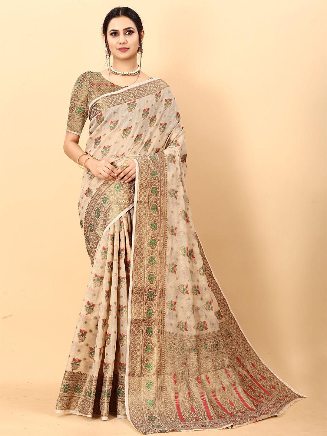 odette ethnic motifs woven design zari saree