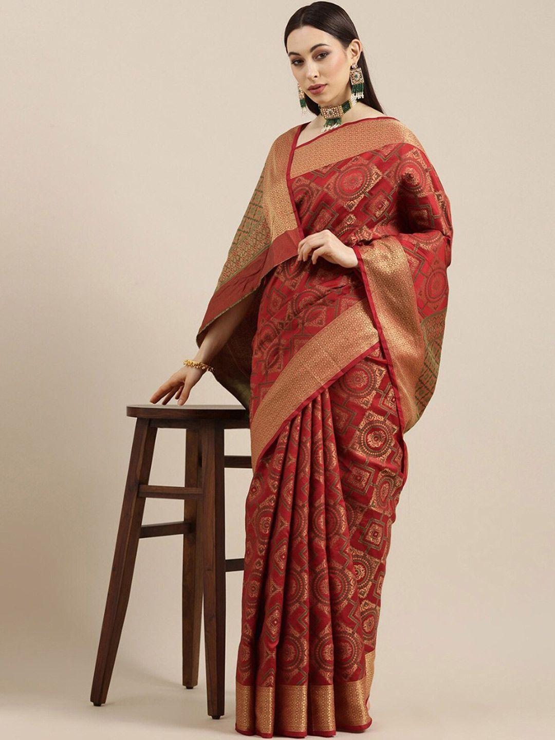 odette ethnic motifs woven design zari saree