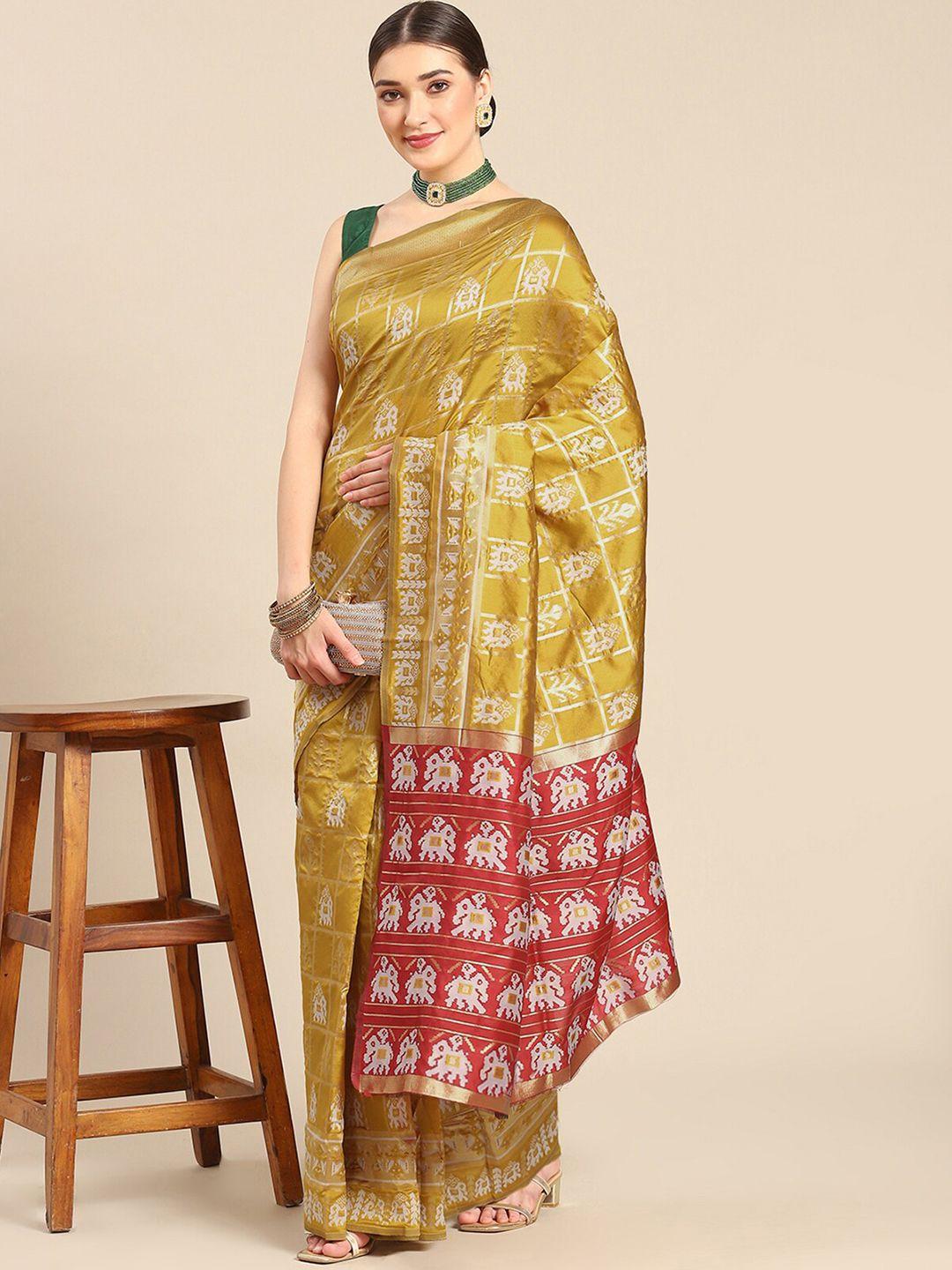 odette ethnic motifs woven design zari saree