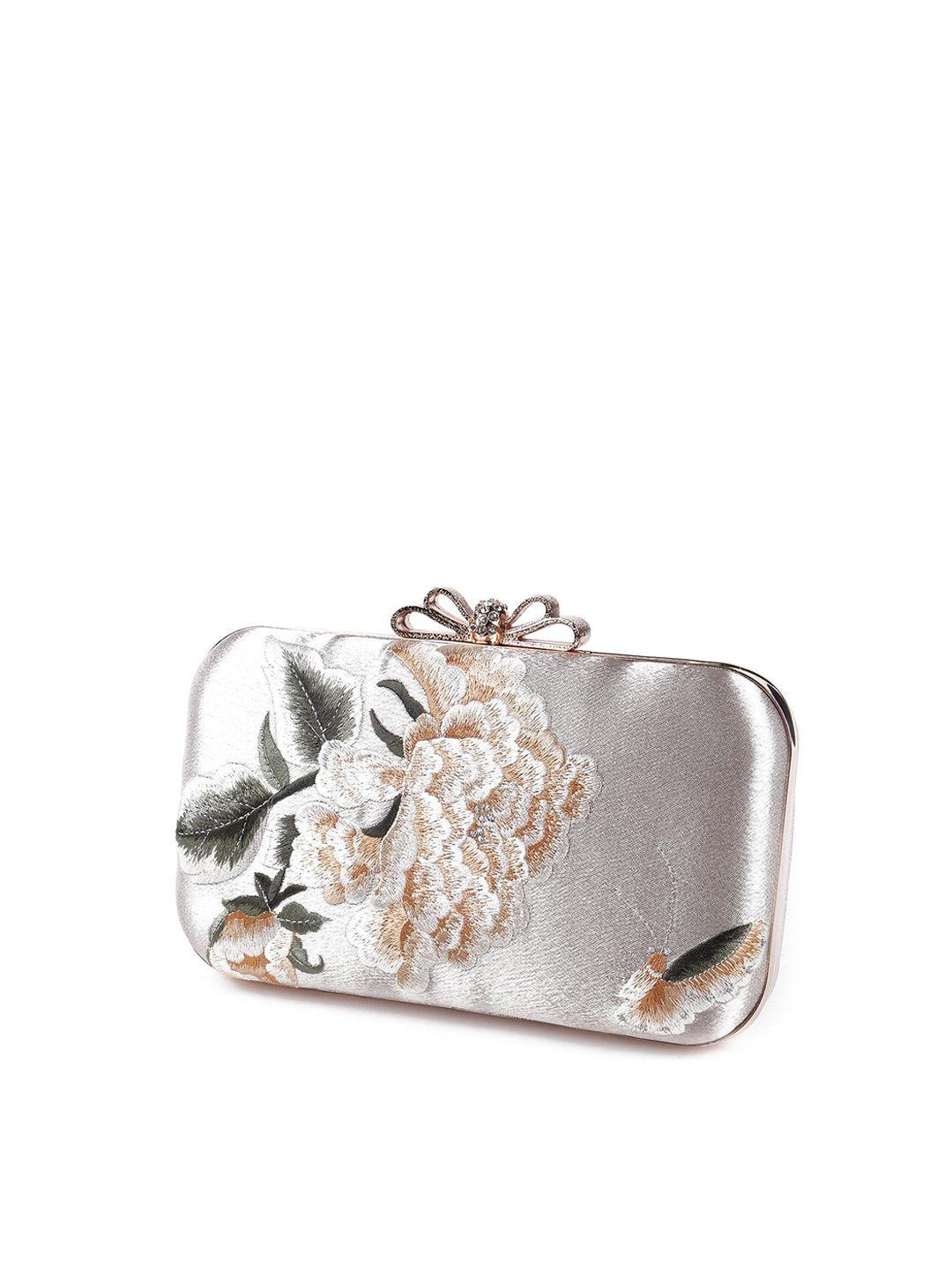 odette floral embroidered box clutch
