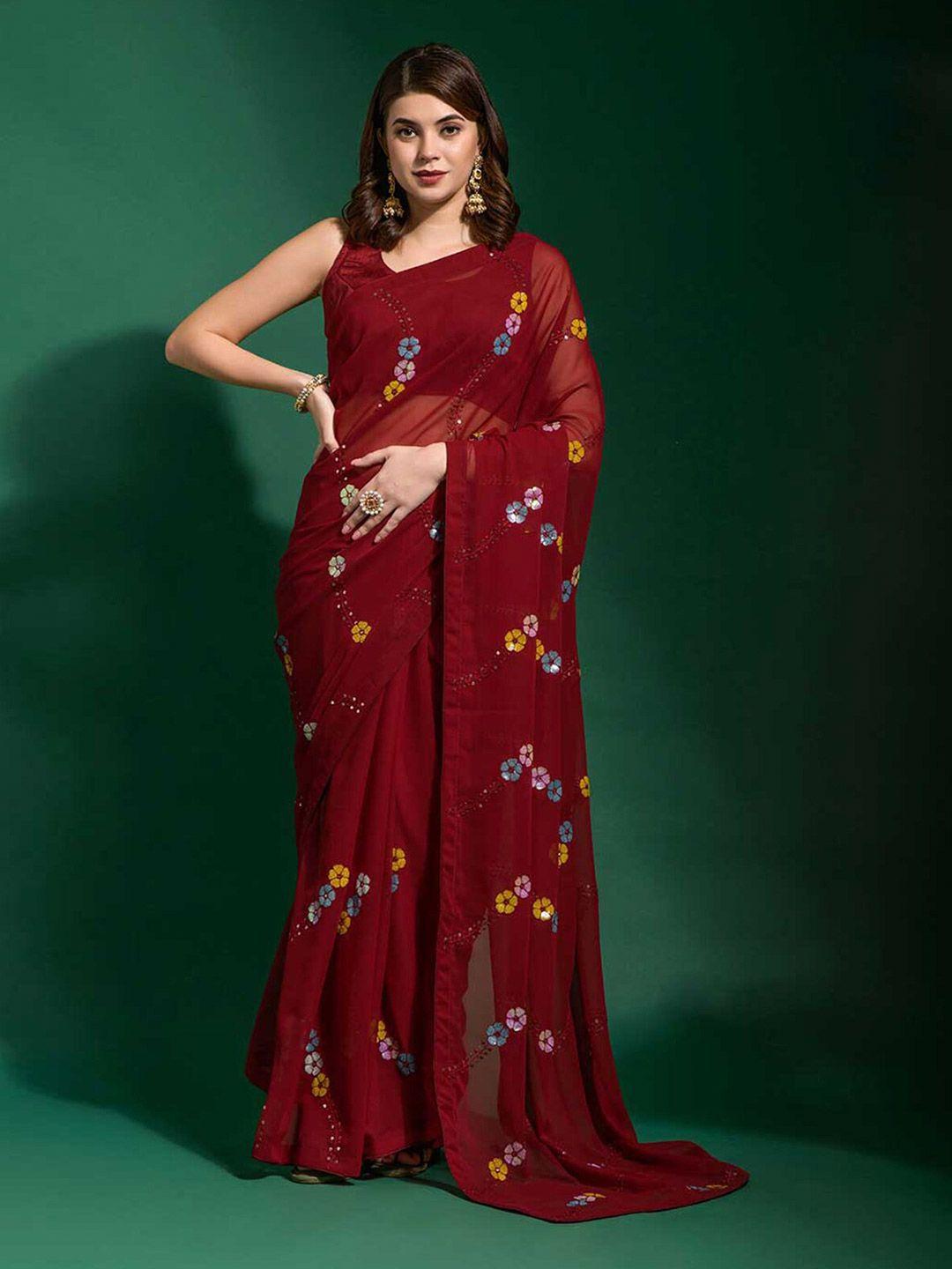 odette floral embroidered embellished saree