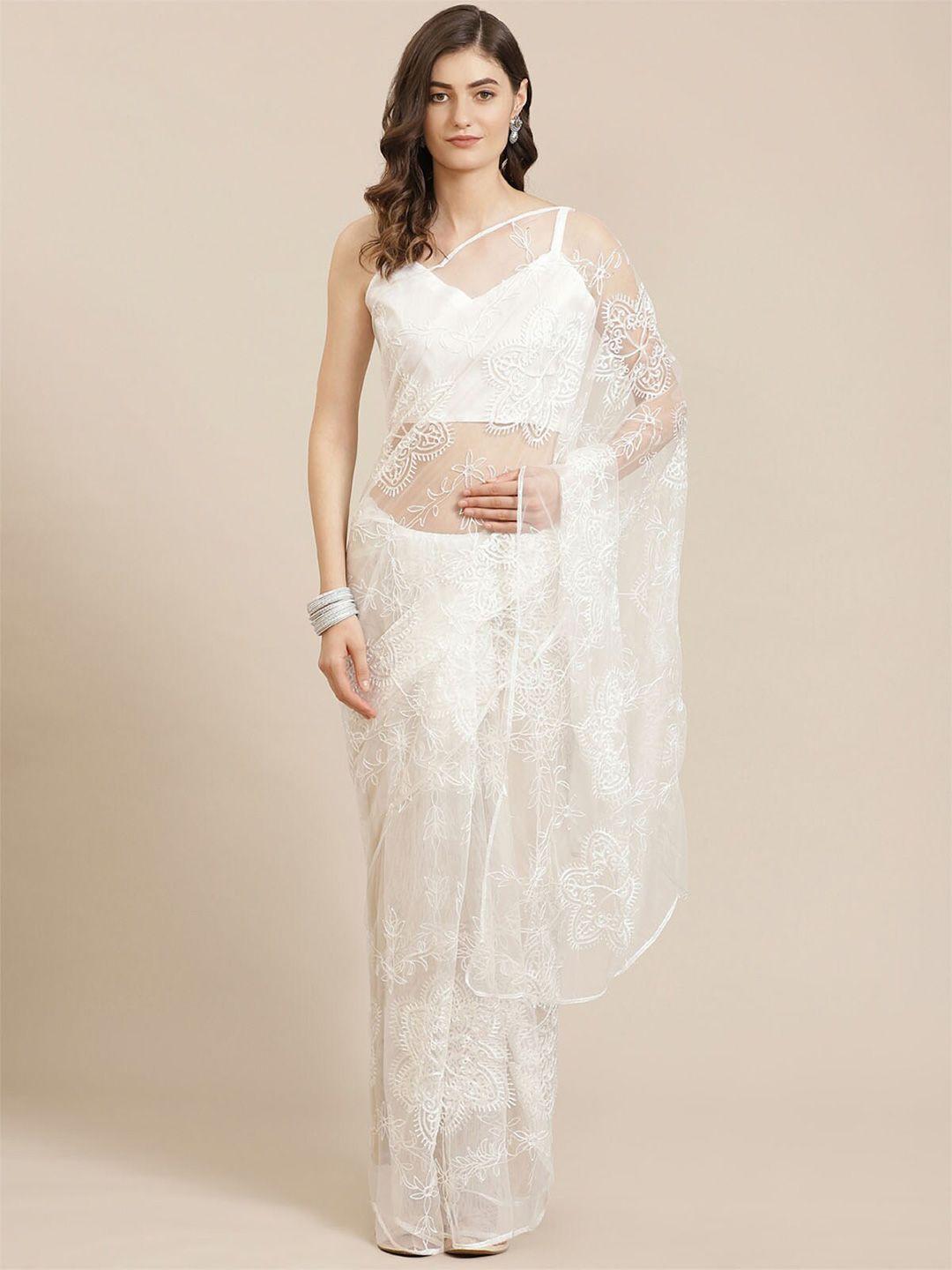 odette floral embroidered net saree