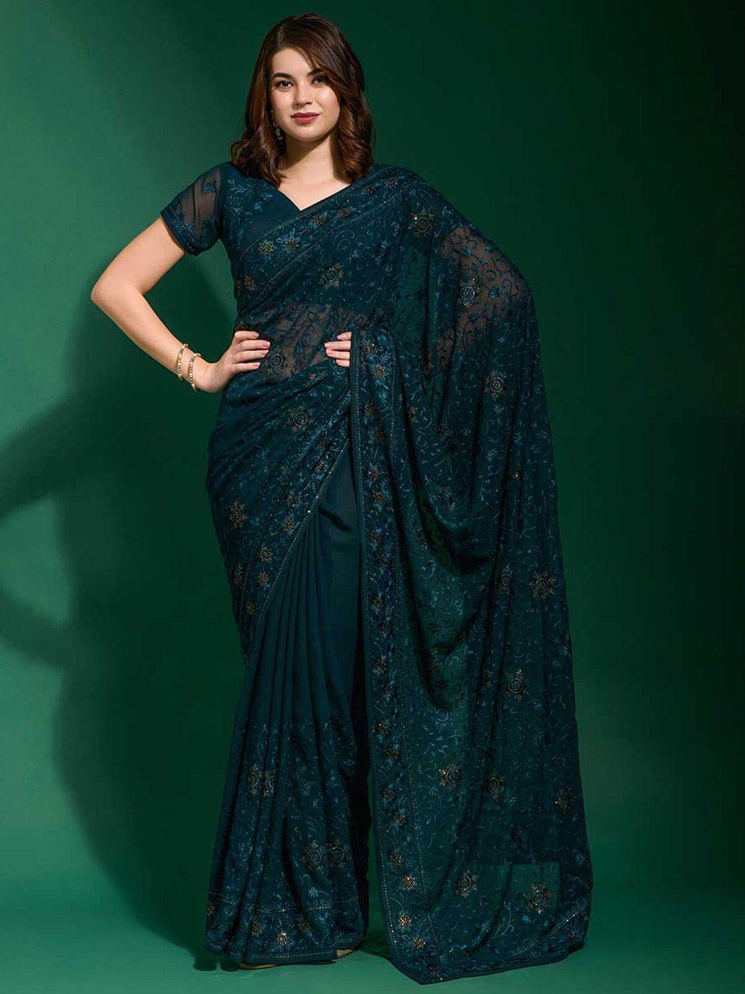 odette floral embroidered saree