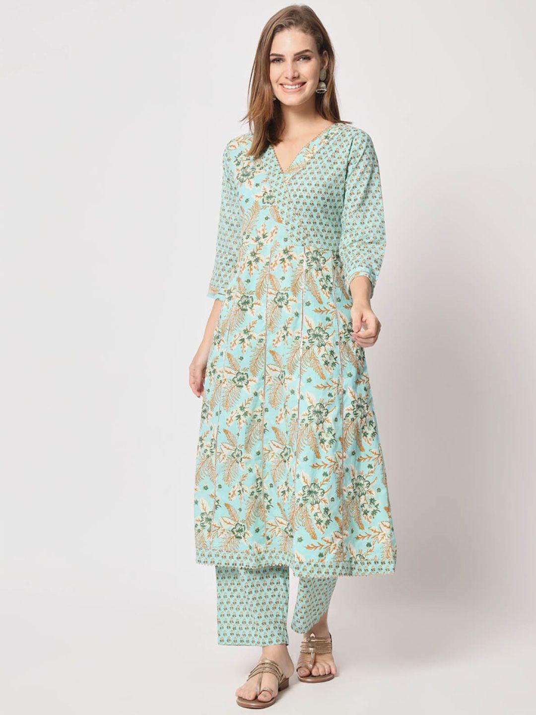 odette floral motifs printed empire gotta patti kurta with trousers