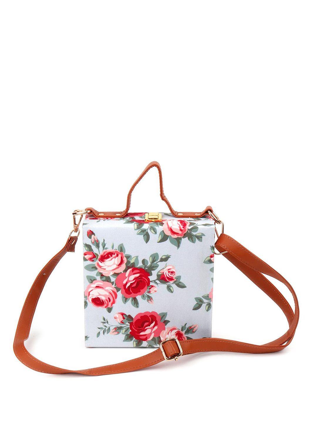 odette floral printed leather structured handheld bag