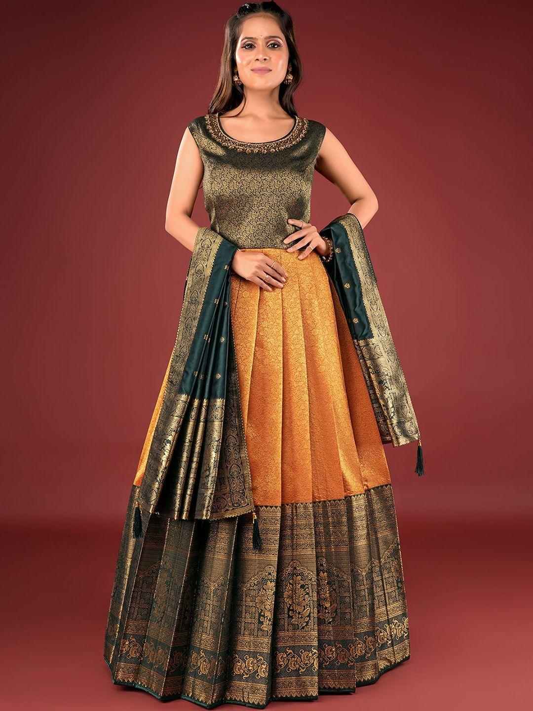 odette floral self design silk gown ethnic dresses with dupatta