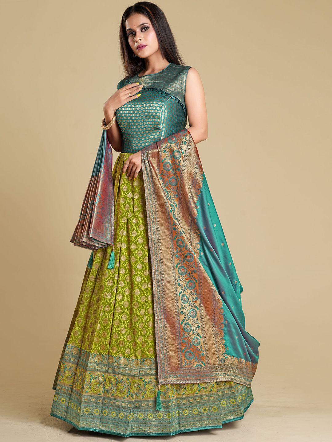 odette floral self design silk gown ethnic dresses with dupatta