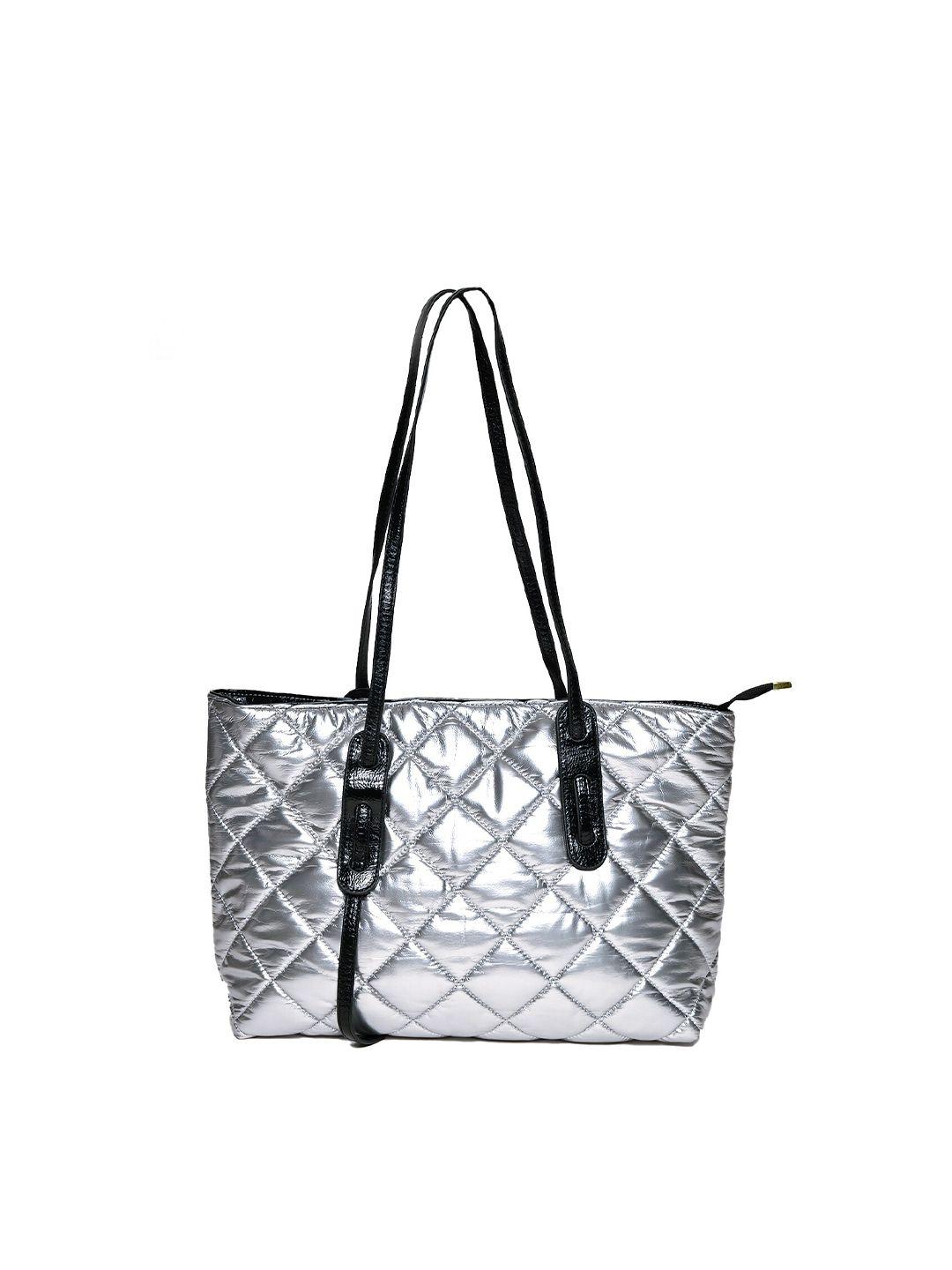 odette geometric pu tote bag with quilted