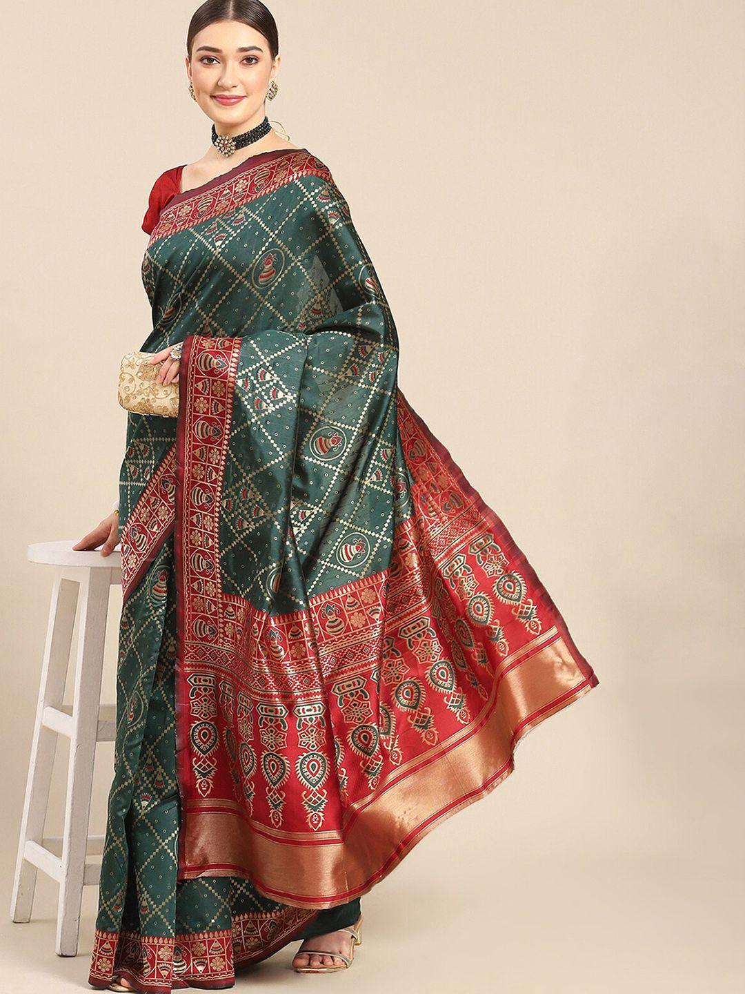 odette geometric woven design zari saree