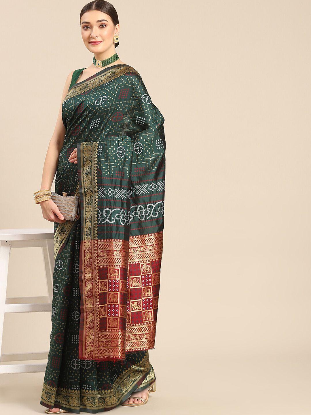 odette geometric woven design zari silk blend saree