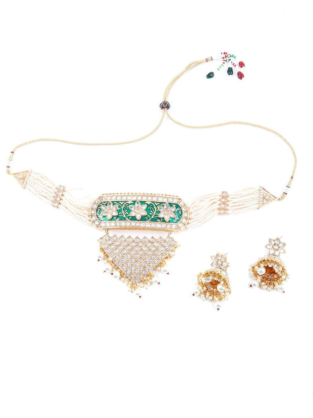 odette gold plated & kundan studded jewellery set