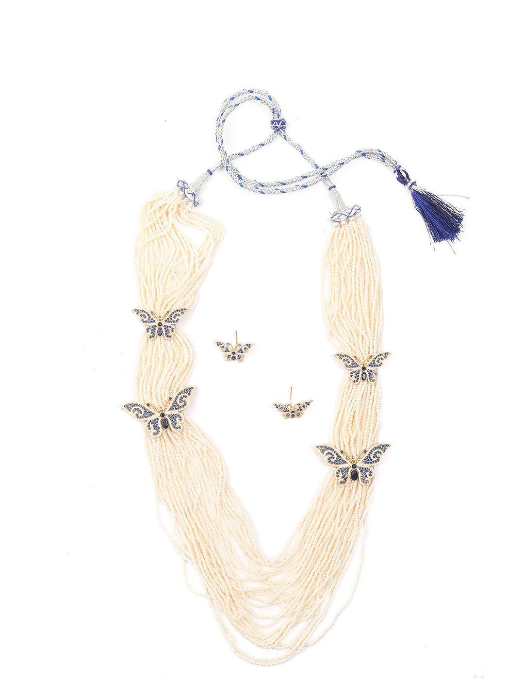 odette gold-plated artificial stones & beads studded jewellery set
