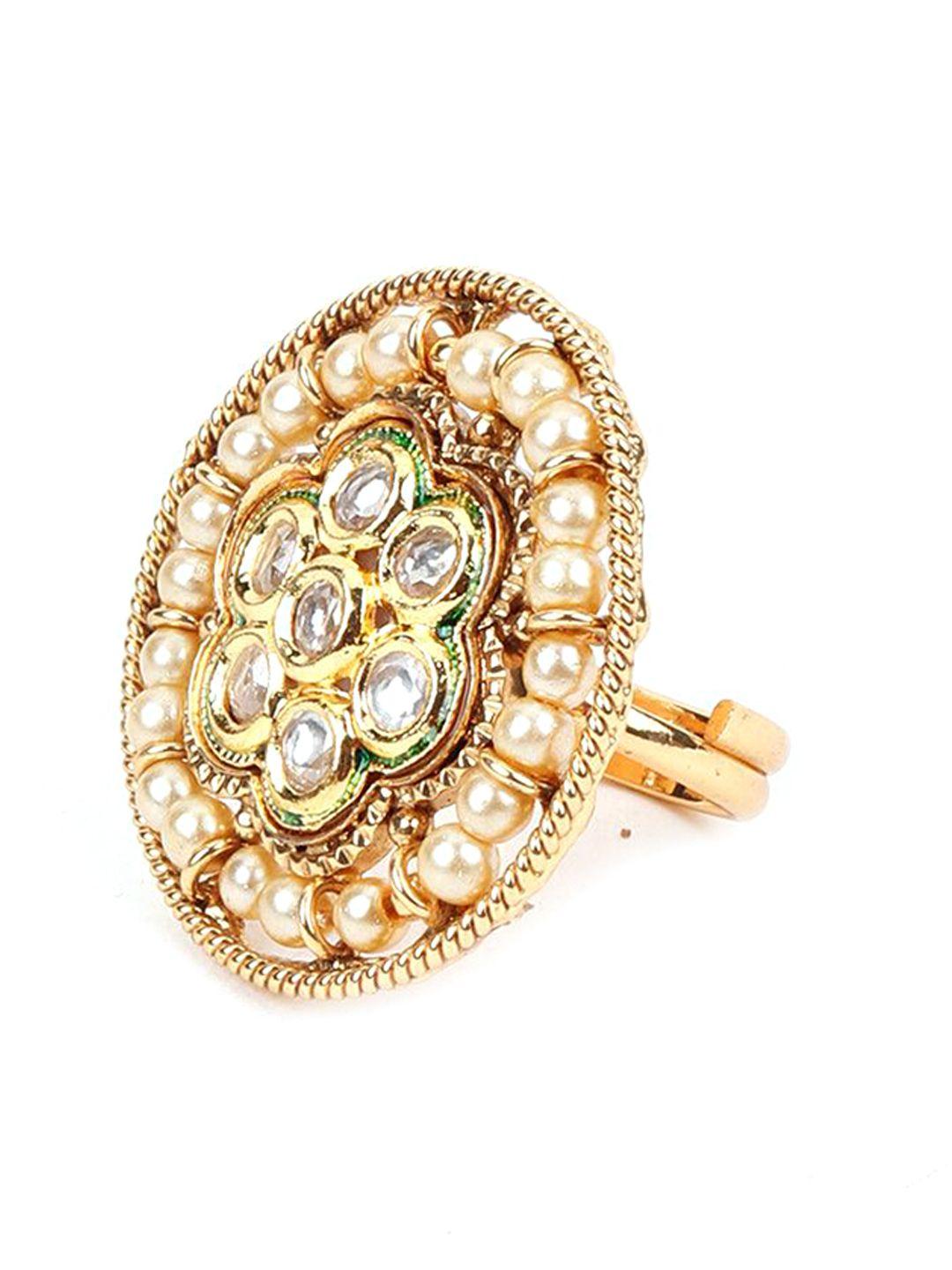 odette gold-plated kundan-studded adjustable finger ring