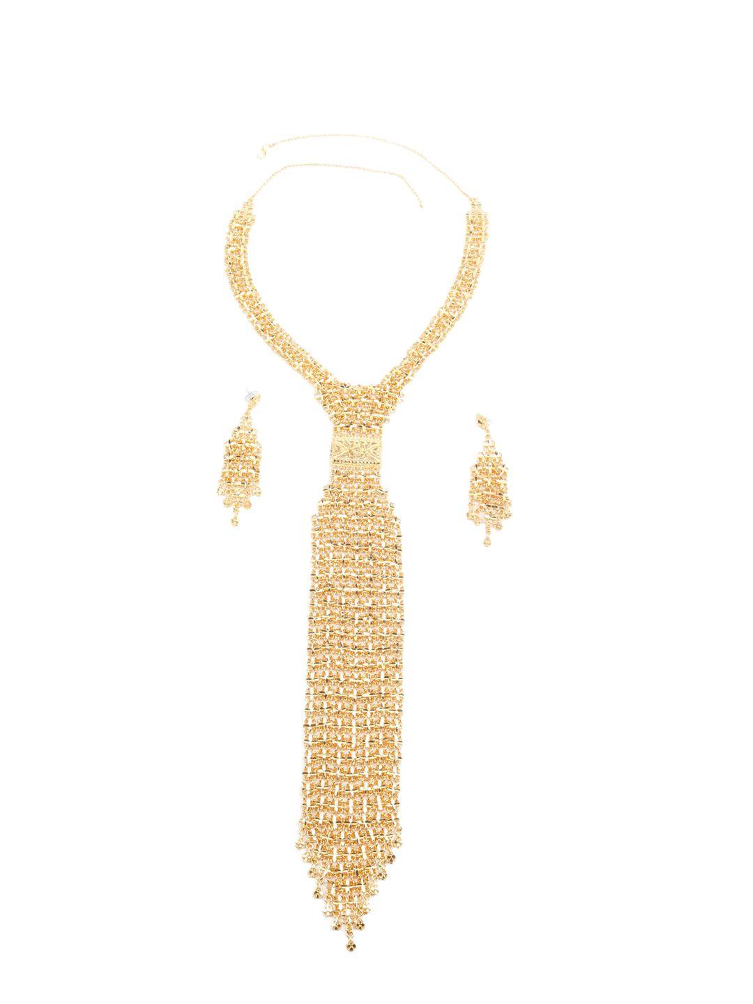 odette gold-plated long necktie jewellery set