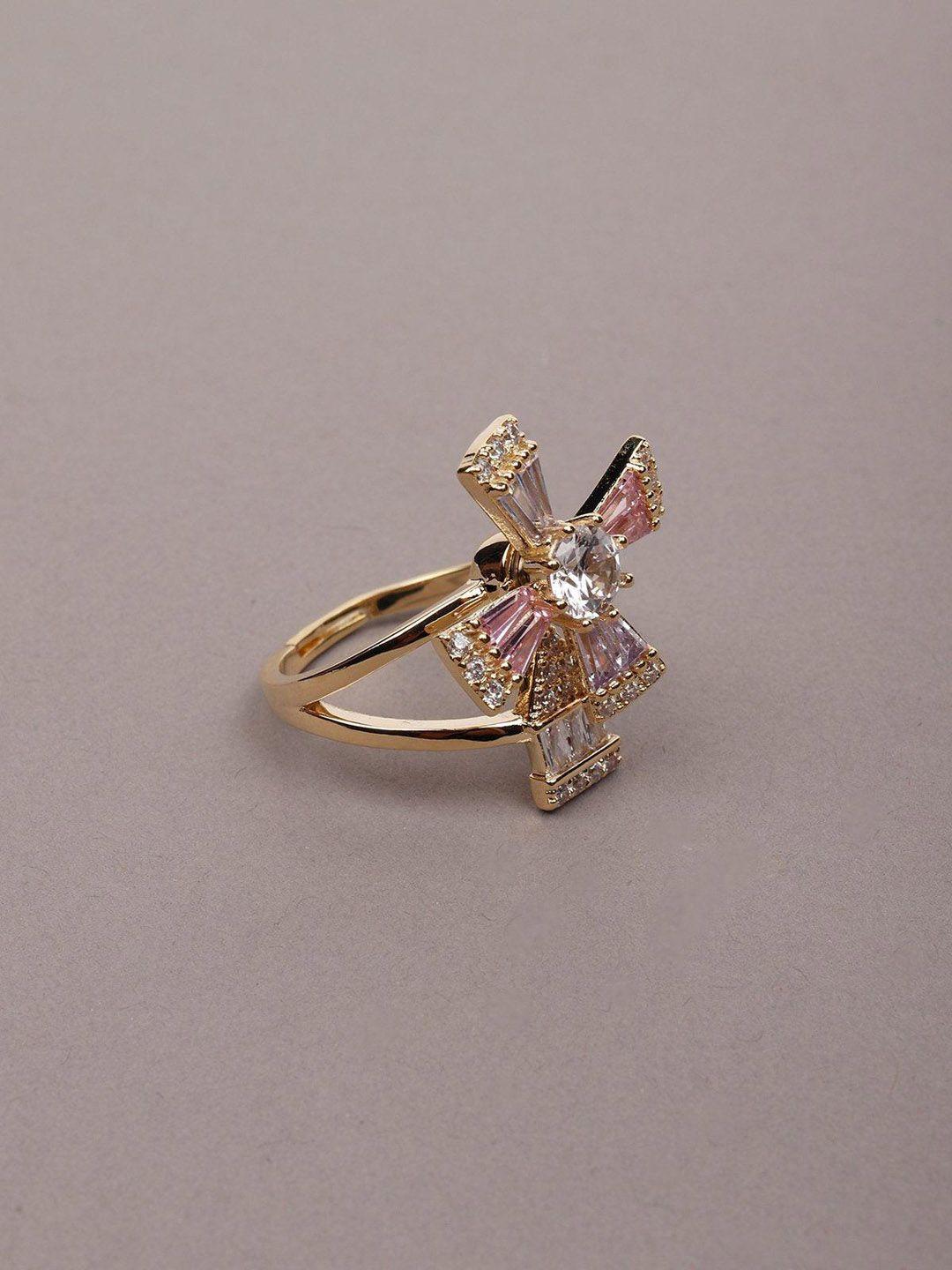 odette gold-plated stone-studded finger ring
