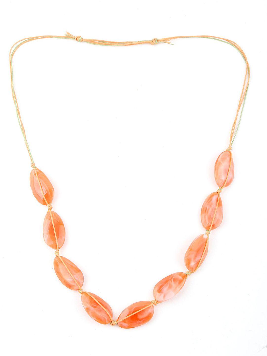 odette gold-toned & orange artificial beads necklace