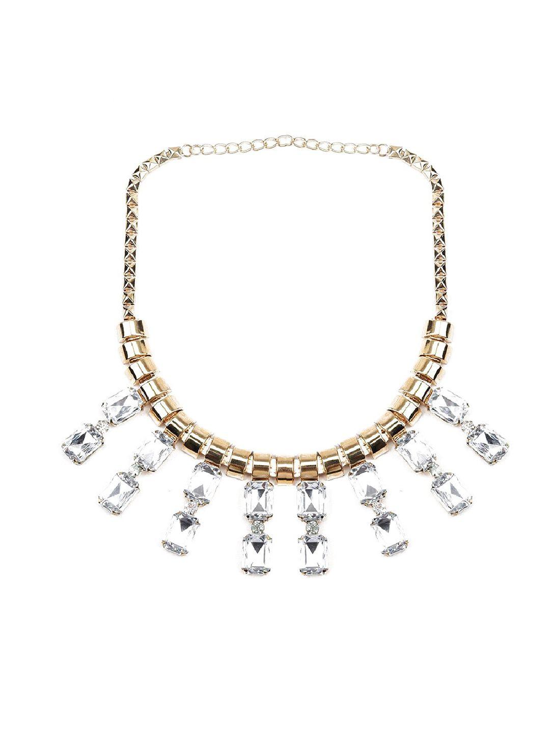 odette gold-toned & white rhinestone necklace