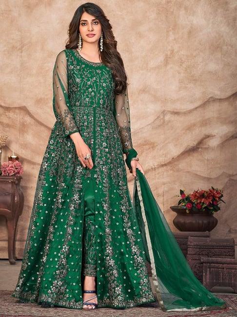 odette green embroidered unstitched dress material